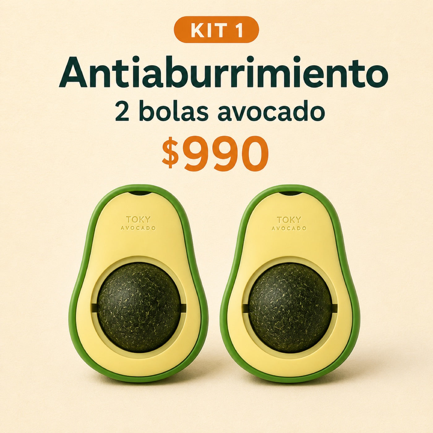 Kit 1 Antiaburrimiento: 2 bolas de hierba gatera avocado por $990