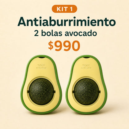 Kit 1 Antiaburrimiento: 2 bolas de hierba gatera avocado por $990
